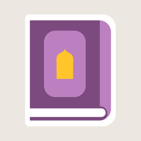 Illustration of a holly book for Islam Quran Kareem for Ramadan Kareem celebration. Colorful Icon Design. Vector Illustration.のイラスト素材