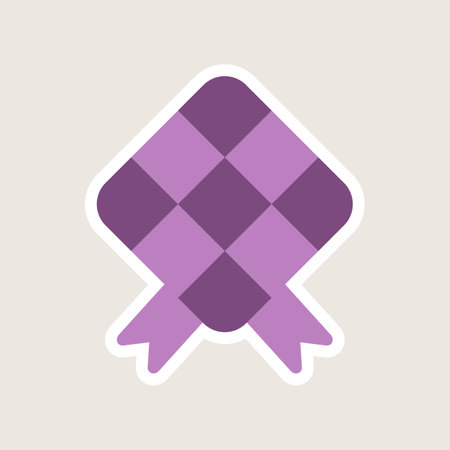 Vector Illustration of  Ketupat icon. Indonesian rice cake packed inside a diamond-shaped container of woven palm leaf pouch.のイラスト素材