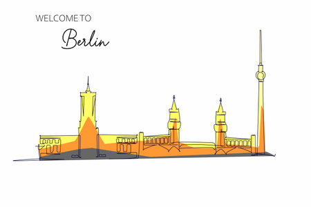 Berlin skyline, Germany. Hand drawn sketch.のイラスト素材
