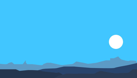 Sunset in the mountains. Landscape background. Vector illustration.のイラスト素材