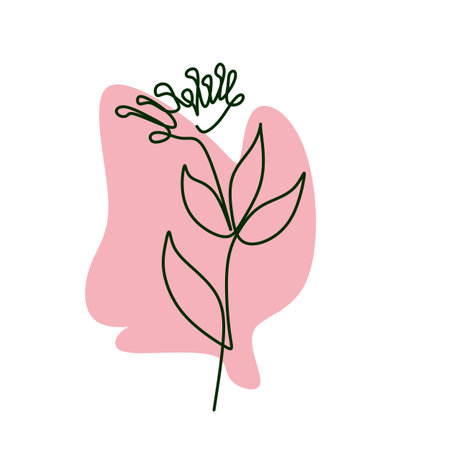 Vector hand drawn doodle flower. Continuous one simple single line drawing floral illustration.のイラスト素材