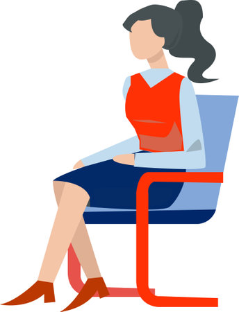 This is an illustration of a businesswoman sitting on a chair.のイラスト素材