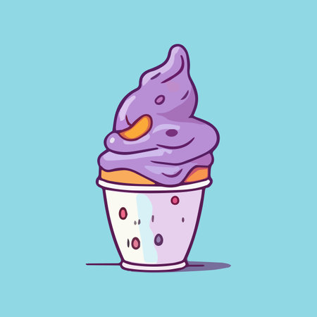 Ice cream in a cup on a blue background. Vector illustration.のイラスト素材