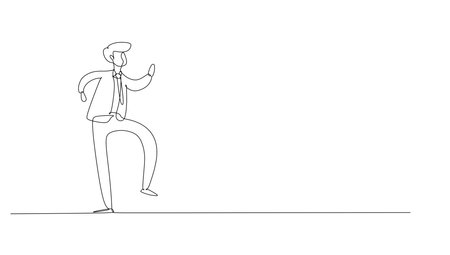 Continuous one line drawing of a businessman in a suit walking. Vector illustrationのイラスト素材