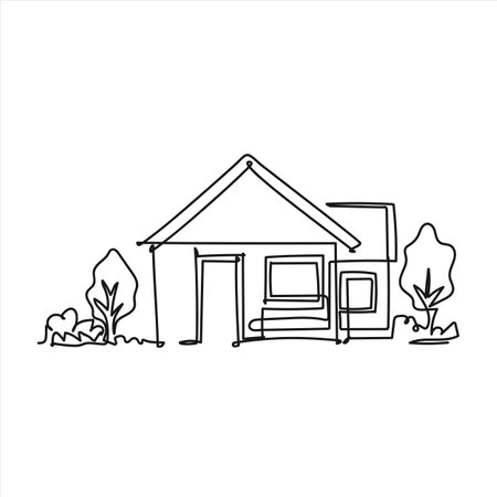 house line drawing on white background. vector illustration. stock image.のイラスト素材