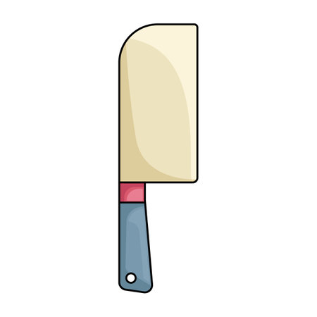Meat cleaver icon in cartoon style isolated on white background. Kitchen symbol stock vector illustration.のイラスト素材