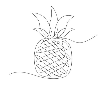 Continuous one single line drawing of pineapple fruit icon vector illustration conceptのイラスト素材