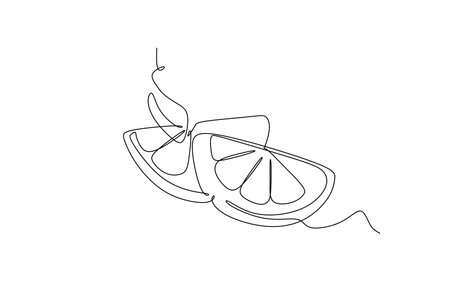 Continuous one line drawing of lemon fruit vector illustrationのイラスト素材