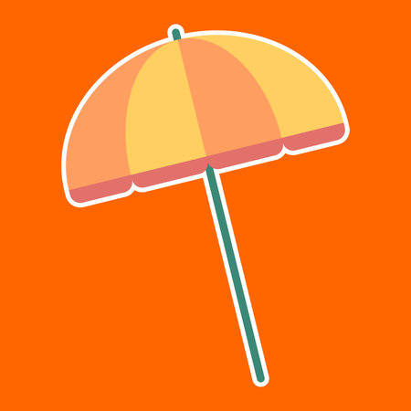 Beach umbrella icon on orange background. Flat style. Vector illustration.のイラスト素材