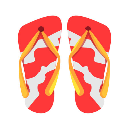 Flat style illustration of red flip flops icon for web design elementsのイラスト素材