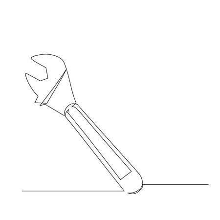 wrench Continuous line drawing. Simple modern hand drawn style illustration. Vector design for industrial engineering and construction theme and conceptのイラスト素材