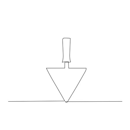 Plastering trowel continuous line drawing. Home tool for cutting wood. Simple hand drawn style vector design element. Illustration for industrial and constructionのイラスト素材