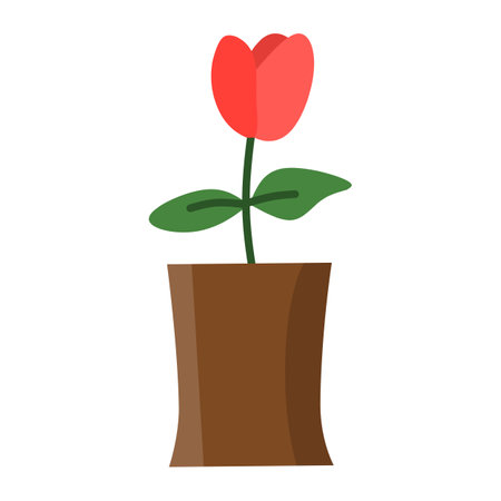 Flower in pot flat icon isolated on white background vector illustration.のイラスト素材
