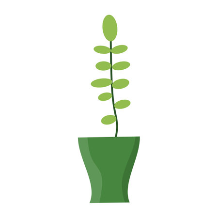 plant in pot icon image vector illustration design  green and blue colorのイラスト素材