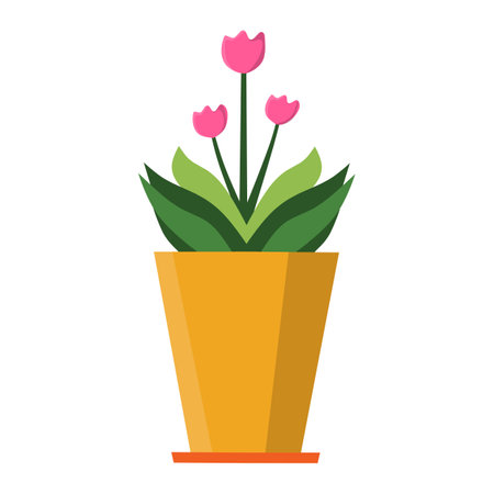 Flower in pot flat icon isolated on white background vector illustration.のイラスト素材