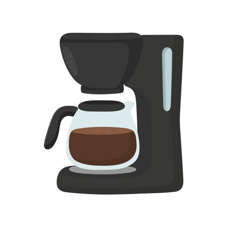 Digital illustration of a drip coffee machine with transparent carafe. Ideal for morning routine home kitchen caffeine and appliance concepts clean modern designのイラスト素材