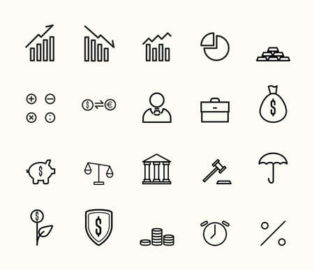 finance and bank icon. black and white vector icon. editable line. EPS10のイラスト素材