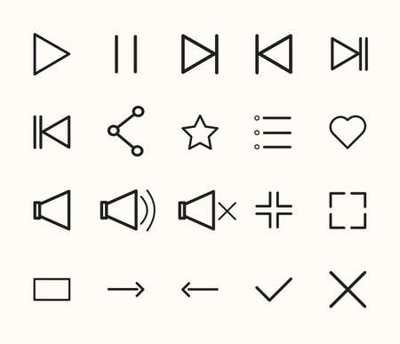 simple video player icon. black and white icon. vector.のイラスト素材