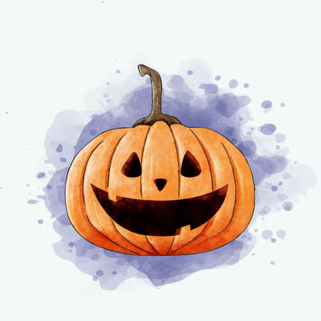 jack o lantern halloween pumpkin. watercolor illustration. vector illustration. special halloween. EPS10のイラスト素材