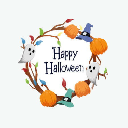 Happy Halloween frame vector.のイラスト素材