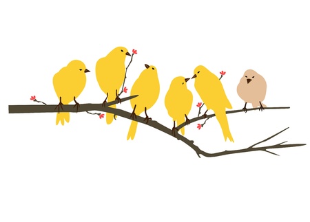 Yellow Birds decal for wallのイラスト素材