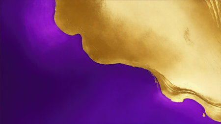 Abstract purple and gold painting background, brush texture, gold textureの素材