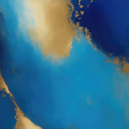 Abstract Blue and gold painting background, brush texture, gold textureの素材