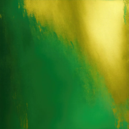 Abstract Green and gold painting background, brush texture, gold textureの素材