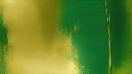 Abstract Green and gold painting background, brush texture, gold textureの素材