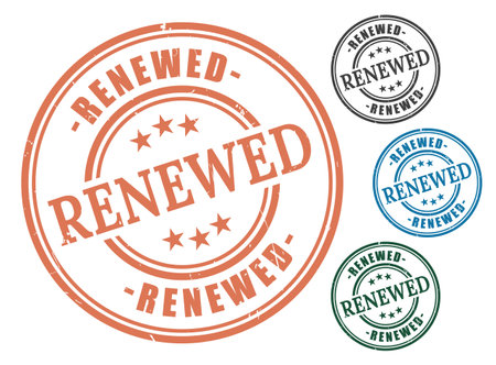 Renewed stamp vector graphic for business approval and validation designs authentic seals and marksのイラスト素材