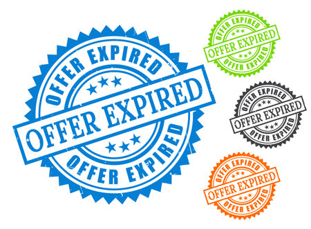 A Time,Sensitive Offer Expired Seals, Grunge Rubber Stamp Vector Setのイラスト素材