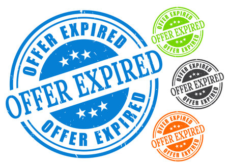 A Expired Deal Stamp Vector Set, Outdated Offer Grunge Label Collectionのイラスト素材
