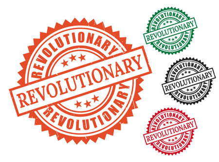 A Bold Innovation Stamp Collection, Revolutionary Concept Vector Setのイラスト素材