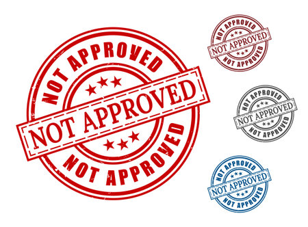 A Declined Application Stamp Set, Rejected Red Rubber Vector Labelsのイラスト素材