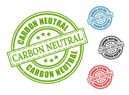 A Sustainability Approved Badge Set, Eco-Friendly Carbon Neutral Stamp Vectorsのイラスト素材