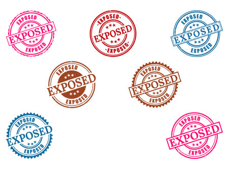 A Extensive Exposed Stamp Collection, Vector Set of Disclosure Awareness Grunge Labelsのイラスト素材