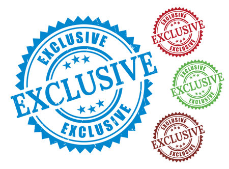 A Exclusive Badge Vector Collection, Premium Grunge Rubber Stamp Setのイラスト素材