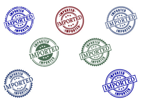 A Extensive Imported Stamp Collection, Vector Set of Global Trade Customs Grunge Labelsのイラスト素材