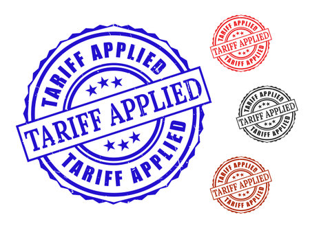 A Trade Regulation Stamp Set, Tariff Applied Customs Label Vectorsのイラスト素材