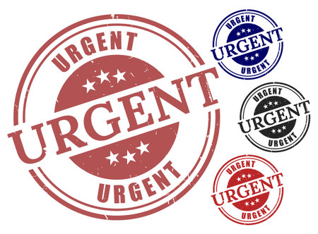 A Priority Message Stamp Set, Urgent Grunge Rubber Label Collectionのイラスト素材