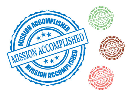 A Victory Completed Stamp Set, Mission Accomplished Grunge Iconsのイラスト素材