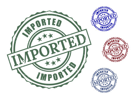 A Imported Product Badge Set, Global Shipping Customs Stamp Vectorsのイラスト素材