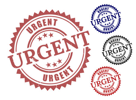 A Emergency Notice Badge Set, Grunge Urgent Stamp Vector Packのイラスト素材