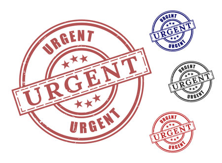 A Immediate Action Required Stamps, Urgent Grunge Label Vector Iconsのイラスト素材