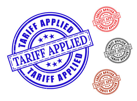 A Import Regulation Approved Stamps, Grunge Rubber Tariff Label Setのイラスト素材