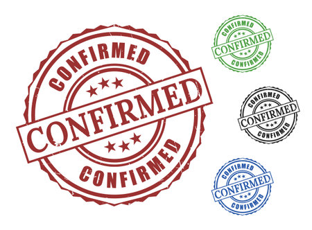 A Confirmed Seal Vector Set, Grunge Rubber Official Confirmation Labelsのイラスト素材