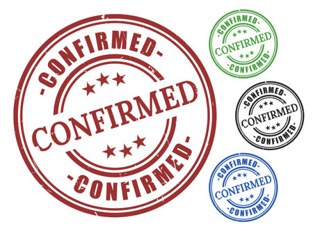 A Grunge Style Confirmed Stamp Collection, Verified Approval Vector Iconsのイラスト素材