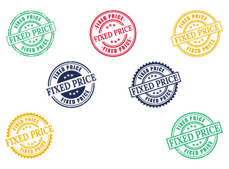 A Diverse Fixed Price Grunge Rubber Stamp Collection, Set Price Vector Designのイラスト素材