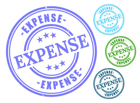A Budget Expense Badge Collection, Grunge Style Financial Management Stampsのイラスト素材