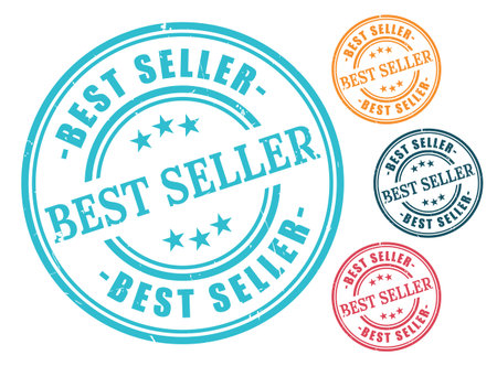 A Best Seller Badge Pack, Grunge Style Top Rated Product Stamp Iconsのイラスト素材